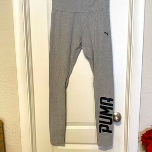 Puma Heather Gray Leggings with Black Branding